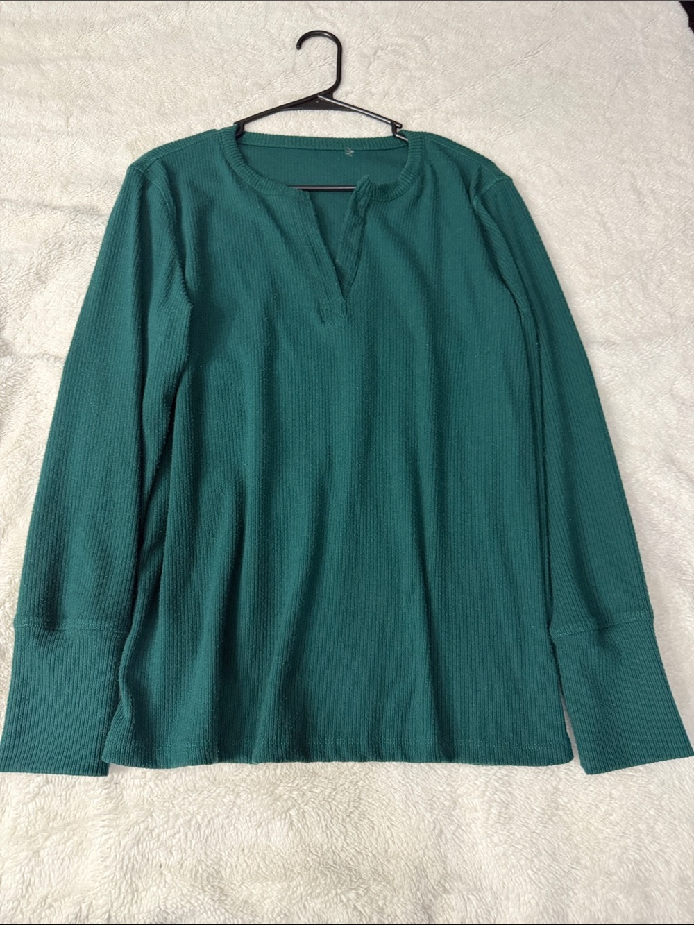 Women’s Teal Long Sleeve Thermal Henley Sweater